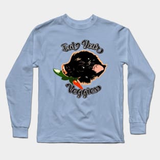 Eating Veggies a vegetarian pig Long Sleeve T-Shirt